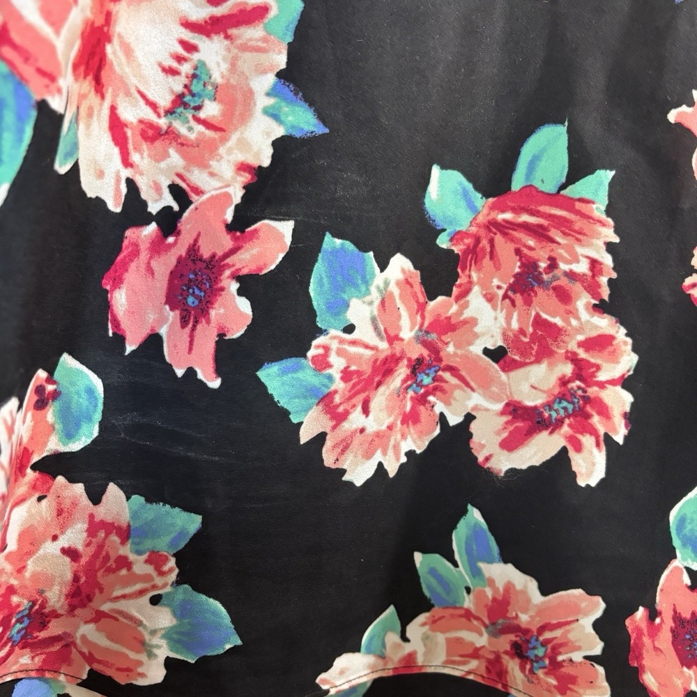 Ellen Tracy Floral Pink Rose Career Blouse Top Shirt Long Sleeve Tie Top Size L - Picture 10 of 14